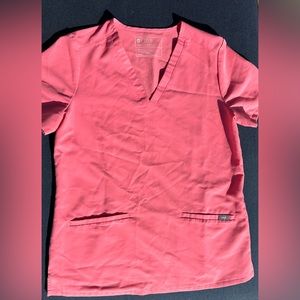 Figs Neon Pink Scrub Top